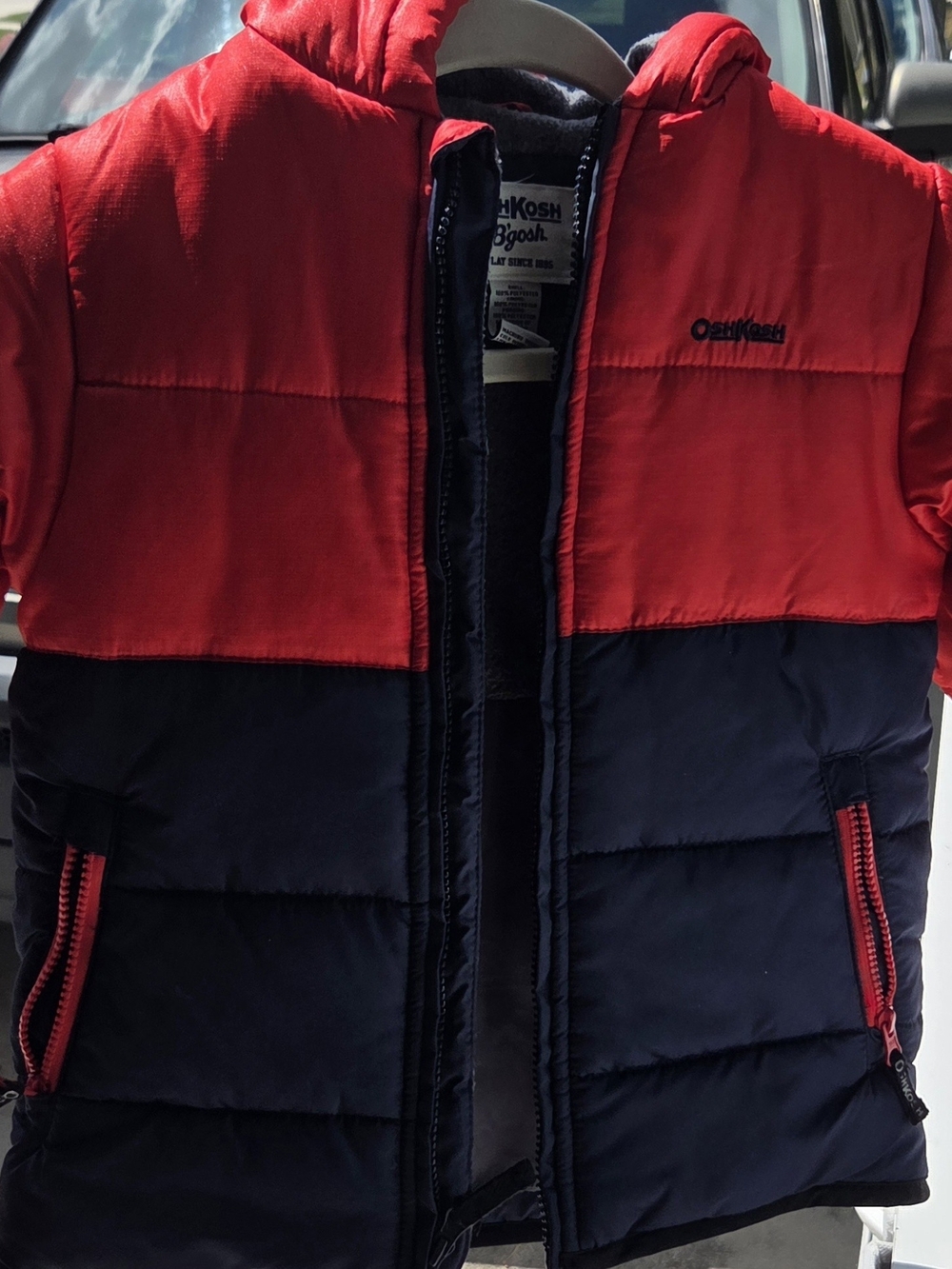 OshKosh B'gosh Red and Navy Color-Block Puffer Jacket